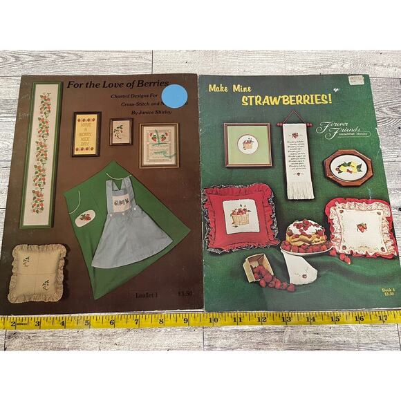 Cross Stitch Pattern Leaflet Book Lot Of 7 Mixed Themes Country Strawberries - Picture 8 of 9